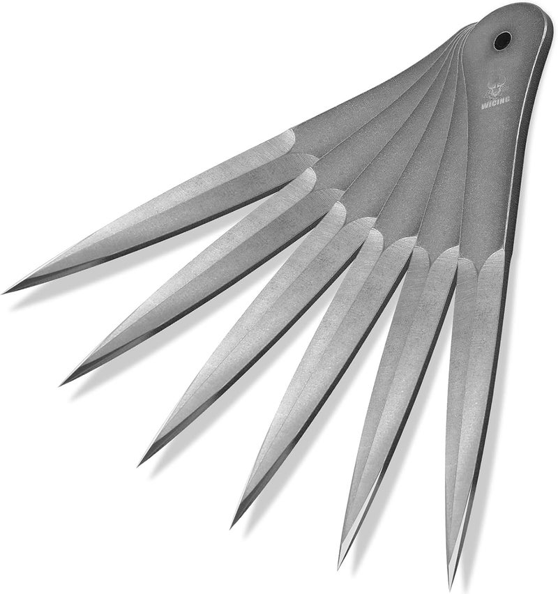 WICING 9.5 Inch Throwing Spikes - 0.236" Thick Full Tang Design, with Nylon Sheaths for Recreation and Competition - 6 Pack - Image 1